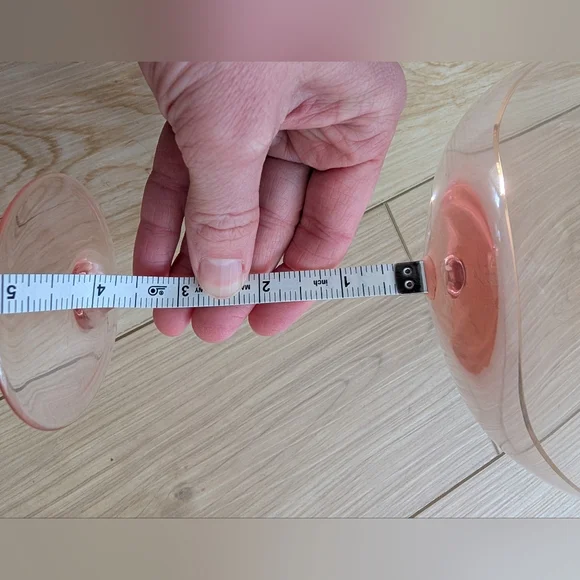 Anthropologie Elegant Pink Glass Champagne Coupe with Gold Rim - Picture 9 of 11